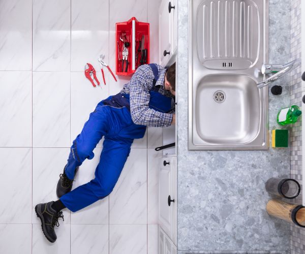 Сантехник Алматы на выезде — профессиональный мастер с инструментом устраняет проблему в квартире клиента